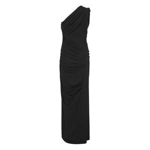 ROTATE BIRGERCHRISTENSEN One-Shoulder Draped Ruched Maxi Gown Women BLACK